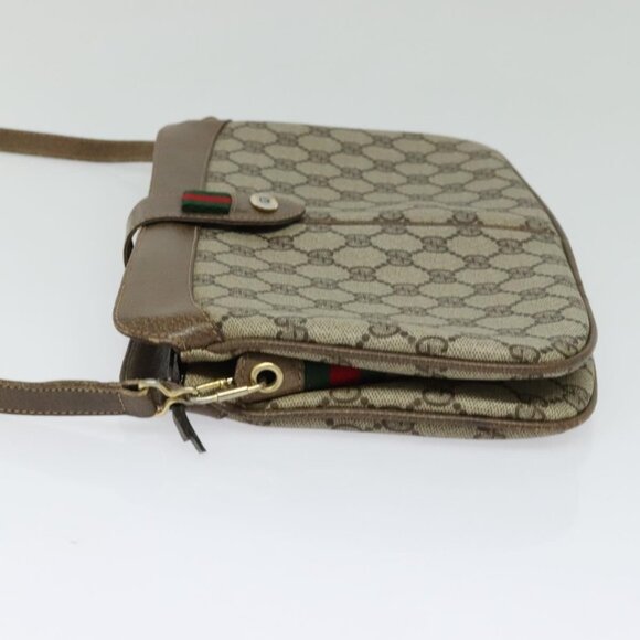 GUCCI GG Supreme Web Sherry Line Bag PVC Beige Red - Picture 5 of 16